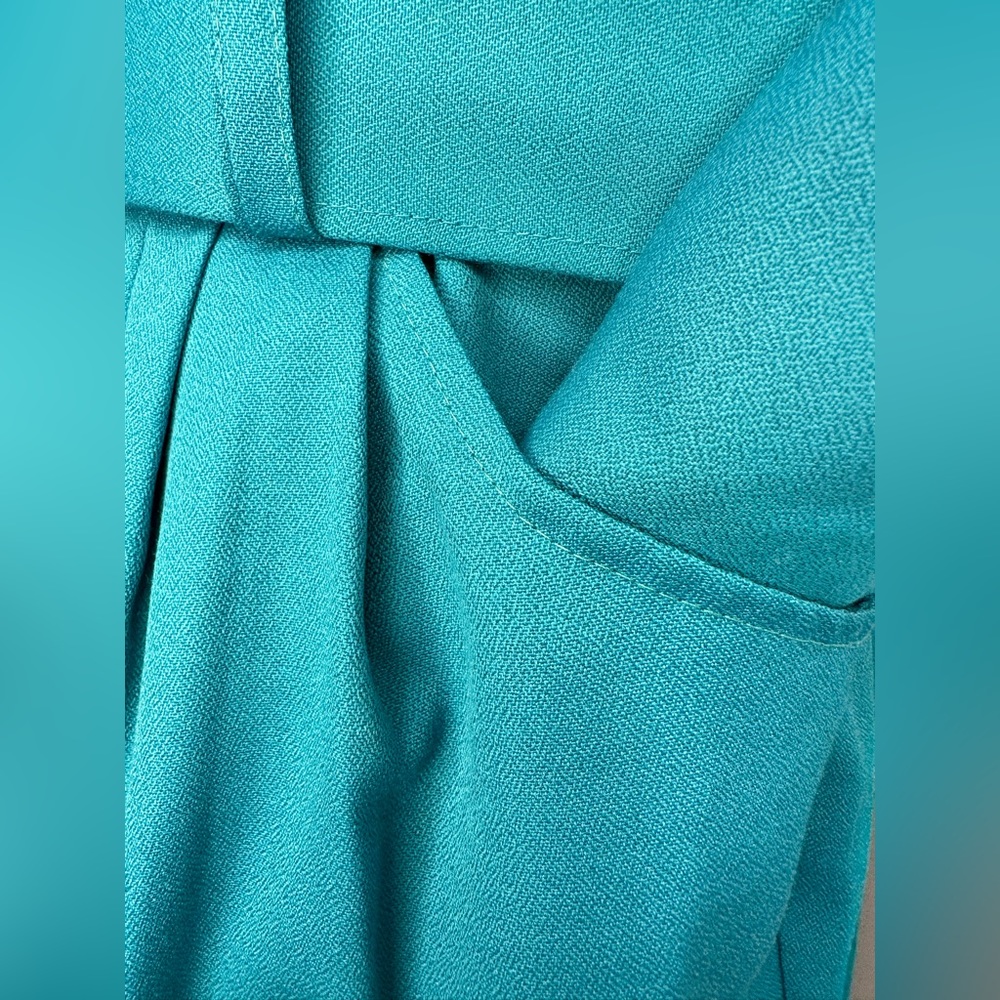 Vintage Teal Belted Midi Dress - Picture 6 of 12